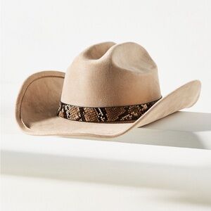 Anthropologie belted rancher hat with snakeskin print band NWT
